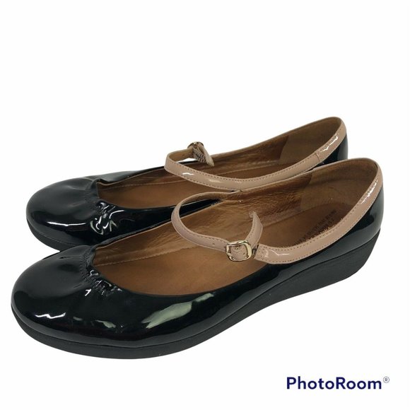 Fitflop Shoes - Fit Flop Mary Jane Shoes 41 EUR 9 US Black Nude Patent Leather Comfort Ladies